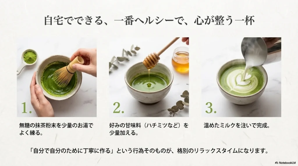 自宅で簡単！無糖ヘルシー抹茶ラテの黄金レシピ